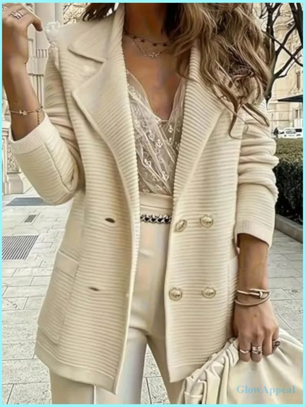 Plus Size Double-Breasted Long Sleeve Business Casual Sweater Cardigan